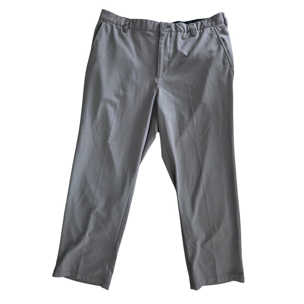 IZOD Golf Mens Grey Performance Stretch Flat Front Pants 38x29 Regular Fit